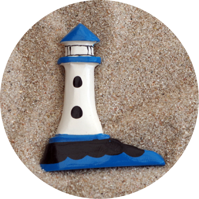8020 - Painted Wood Blue Lighthouses