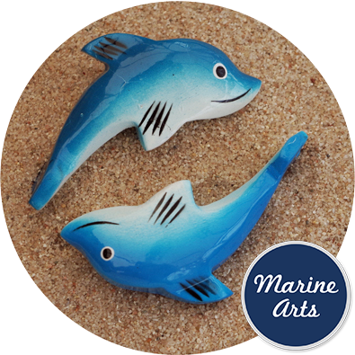 - Painted Wood Blue Dolphins - 4 Pack