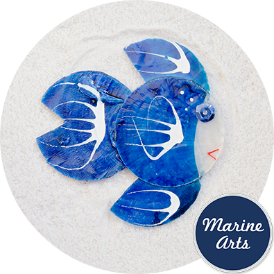 8551BL - Capiz Angel Fish - Blue 65mm - Single Drilled Hole